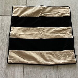 Black and Beige Striped Velvet Throw Pillow Cover